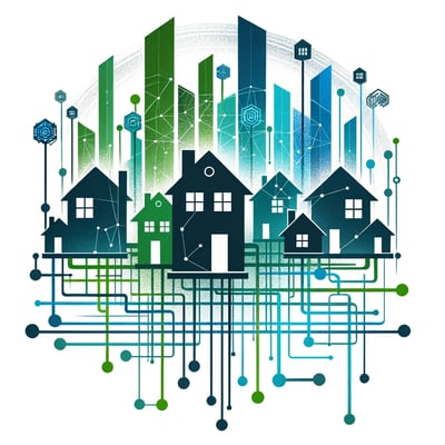 DALL·E 2024-03-25 22.40.59 - Create an image that symbolizes connecting data points together, incorporating shades of green (#0F9D58) and blue (#4285F4). The image should visually